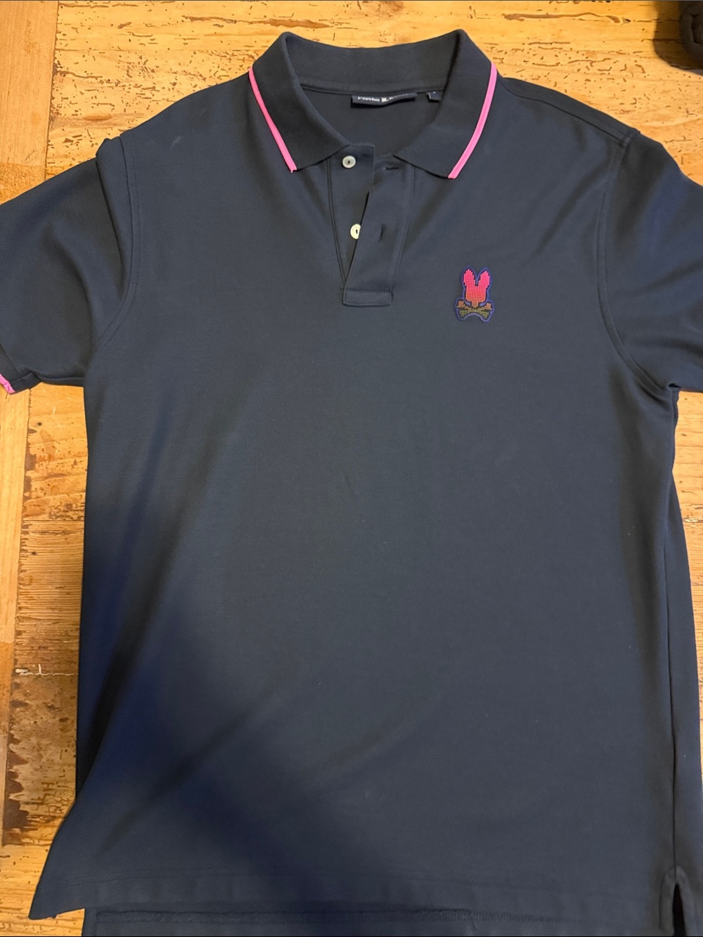 Psycho Bunny Navy Polo with Pink Accents